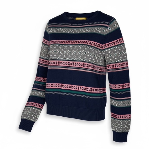 Prince & Fox Fair Isle Sweater | Navy Pink Gray | Size M - Picture 1 of 8
